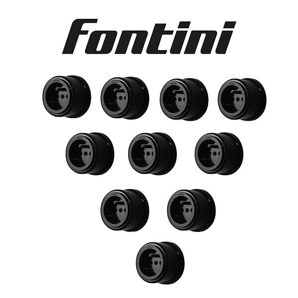 FONTINI - Lot de 10 prises Garby – Porcelaine noire – Installation encastrée - large