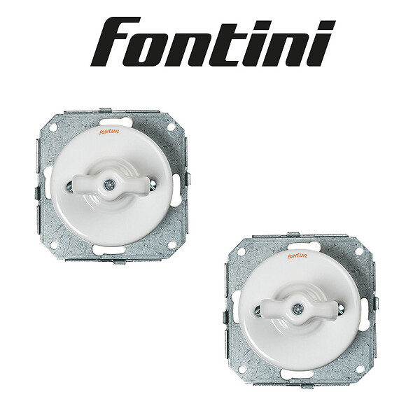 FONTINI - Lot de 2 Interrupteurs Va-et-Vient Garby Colonial – Porcelaine Blanche - large