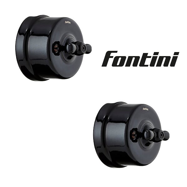 FONTINI - Lot de 2 Interrupteurs Va-et-Vient Garby – Porcelaine Noire - large