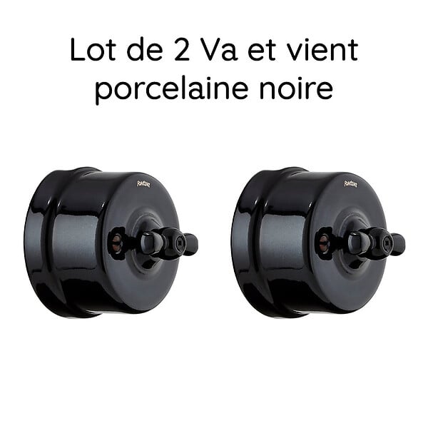 FONTINI - Lot de 2 Interrupteurs Va-et-Vient Garby – Porcelaine Noire - large