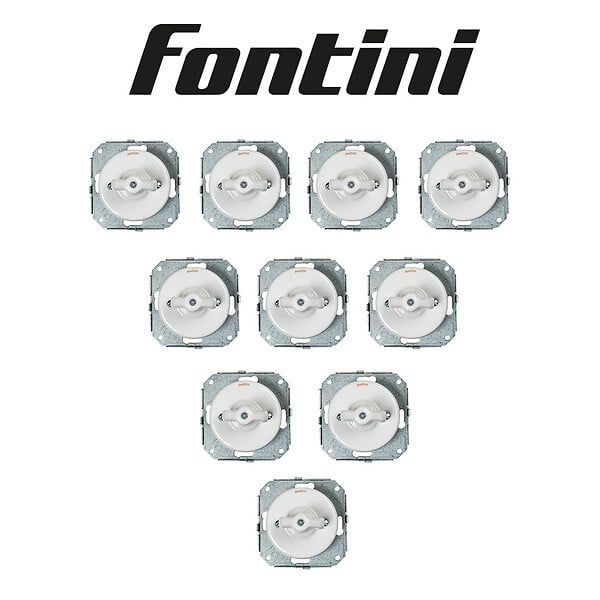 FONTINI - Lot de 10 Interrupteurs Va-et-Vient Garby Colonial – Porcelaine Blanche - large
