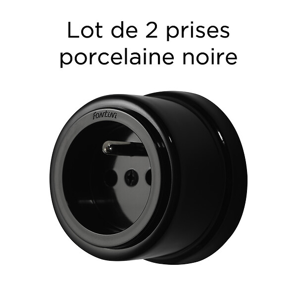 FONTINI - Lot de 2 prises Garby – Porcelaine noire – Installation encastrée - large