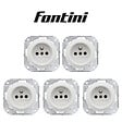 FONTINI - Lot de 5 prises Garby Colonial – Porcelaine blanche – Installation encastrée-FONTINI - vignette