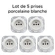 FONTINI - Lot de 5 prises Garby Colonial – Porcelaine blanche – Installation encastrée-FONTINI - vignette
