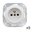 FONTINI - Lot de 5 prises Garby Colonial – Porcelaine blanche – Installation encastrée-FONTINI - vignette