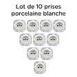 FONTINI - Lot de 10 prises Garby Colonial – Porcelaine blanche – Installation encastrée - vignette