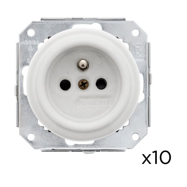 FONTINI - Lot de 10 prises Garby Colonial – Porcelaine blanche – Installation encastrée - large