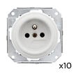 FONTINI - Lot de 10 prises Garby Colonial – Porcelaine blanche – Installation encastrée - vignette