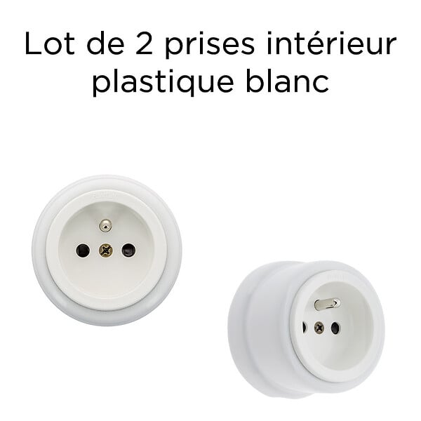 FONTINI - Lot de 2 Prises Garby – Prises Murales Intérieures Plastique Blanc – 16A / 250V – Pose en Saillie – Fabrication Européenne-FONTINI - large