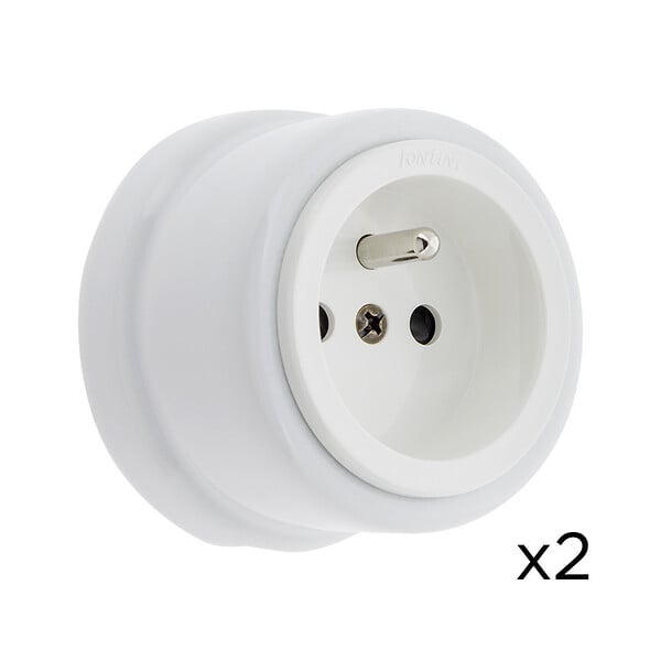 FONTINI - Lot de 2 Prises Garby – Prises Murales Intérieures Plastique Blanc – 16A / 250V – Pose en Saillie – Fabrication Européenne-FONTINI - large