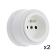 FONTINI - Lot de 2 Prises Garby – Prises Murales Intérieures Plastique Blanc – 16A / 250V – Pose en Saillie – Fabrication Européenne-FONTINI - vignette