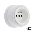FONTINI - Lot de 10 Prises Garby – Prises Murales Intérieures Plastique Blanc – 16A / 250V – Pose en Saillie – Fabrication Européenne-FONTINI - vignette