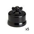 FONTINI - Lot de 5 Interrupteurs Va-et-Vient Garby – Porcelaine Noire - vignette
