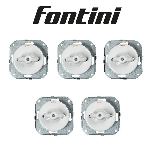 FONTINI - Lot de 5 Interrupteurs Va-et-Vient Garby Colonial – Porcelaine Blanche - large
