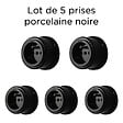 FONTINI - Lot de 5 prises Garby – Porcelaine noire – Installation encastrée - vignette