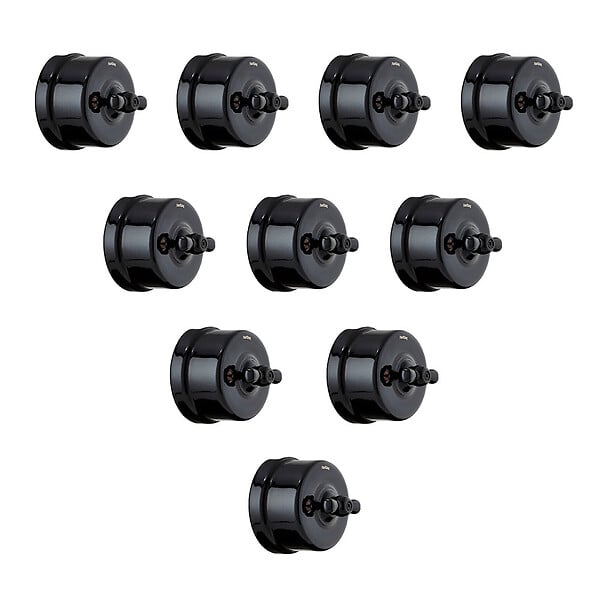 FONTINI - Lot de 10 Interrupteurs Va-et-Vient Garby – Porcelaine Noire - large