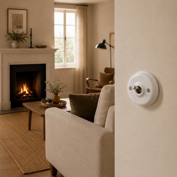 FONTINI - FONTINI Interrupteur va-et-vient Dimbler porcelaine blanche chrome brillant - large