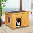 ID MARKET - Maison pour chat niche en bois avec porte basculante à lamelles - vignette