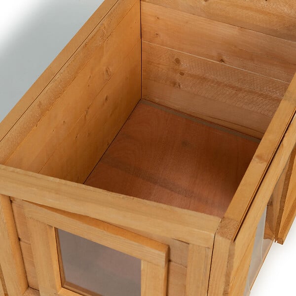 ID MARKET - Maison pour chat niche en bois avec porte basculante à lamelles - large
