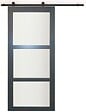 GD MENUISERIES - Porte Coulissante Blakeria Vitrée Gris Anthr H204 x L93 cm, Rail roulettes - vignette