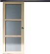 GD MENUISERIES - Porte Coulissante Ayous 3 Panneaux Gris Clair H204 x L83 cm, Rail alu Bandeau noir, coquilles - vignette