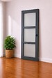 GD MENUISERIES - Porte Coulissante Blakeria Gris Anthr Vitrée H204 x L93 cm, Coquilles Noir - vignette