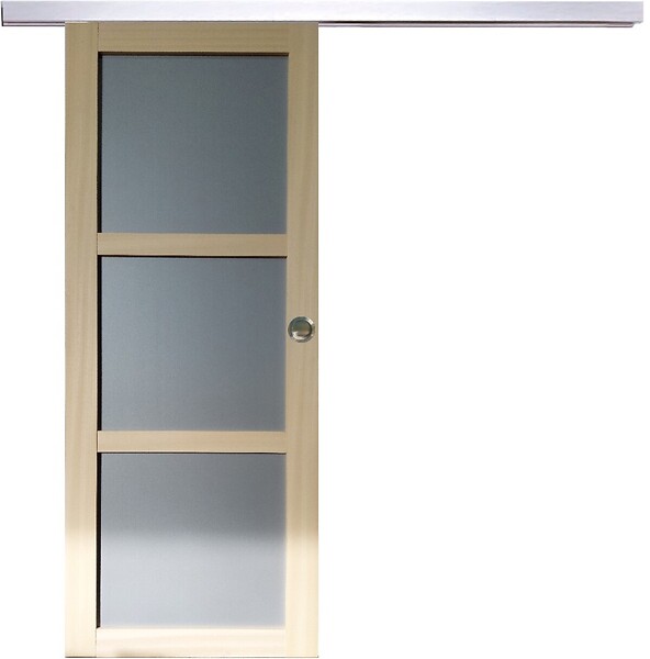 GD MENUISERIES - Porte Coulissante Ayous 3 Panneaux Gris Clair H204 x L73 cm, Rail Alu, coquilles - large
