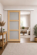 GD MENUISERIES - Porte Coulissante Ayous 3 Panneaux Gris Clair H204 x L83 cm, Rail alu Bandeau Blanc - vignette