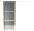 GD MENUISERIES - Porte Coulissante Ayous 3 Panneaux Gris Clair H204 x L83 cm, Rail alu Bandeau Blanc - vignette