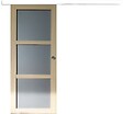 GD MENUISERIES - Porte Coulissante Ayous 3 Panneaux Gris Clair H204 x L73 cm, Rail alu Bandeau Blanc, Coquilles - vignette