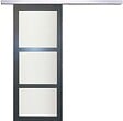 GD MENUISERIES - Porte Coulissante Blakeria Gris Anthr Vitrée H204 x L73 cm, Rail Alu - vignette