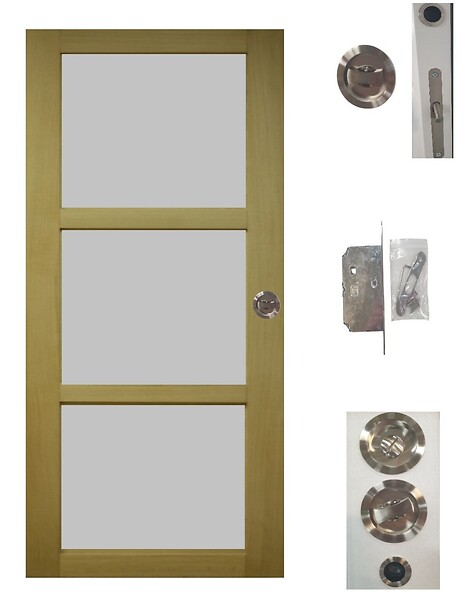 GD MENUISERIES - Porte Coulissante Ayous 3 Panneaux Gris Clair H204 x L83 cm, serrure condamnation - large