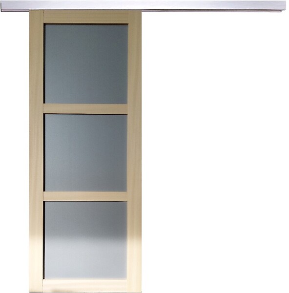 GD MENUISERIES - Porte Coulissante Ayous 3 Panneaux Gris Clair H204 x L83 cm, Rail Alu - large