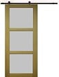 GD MENUISERIES - Porte Coulissante Ayous 3 Panneaux Gris Clair H204 x L73 cm, Rail roulettes - vignette