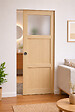 GD MENUISERIES - Porte Coulissante Ayous 2 Panneaux, 1 Vitrage H204 x L83 cm, Galandage - vignette