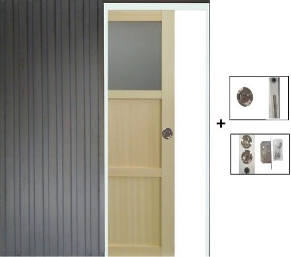GD MENUISERIES - Porte Coulissante Ayous 2 Panneaux, 1 Vitrage H204 x L83 cm, Galandage - large