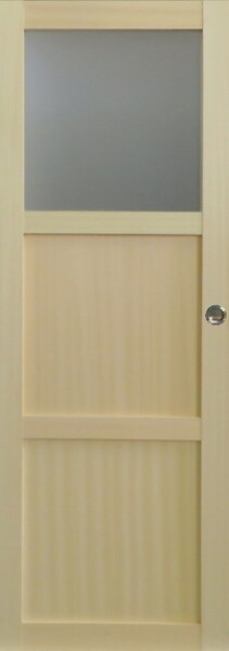 GD MENUISERIES - Porte Coulissante bois Ayous 2 Panneaux, 1 Vitrage H204 x L73 cm, Coquilles - large