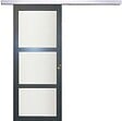 GD MENUISERIES - Porte Coulissante Blakeria Gris Anthr Vitrée H204 x L93 cm, Rail Alu, Coquilles - vignette
