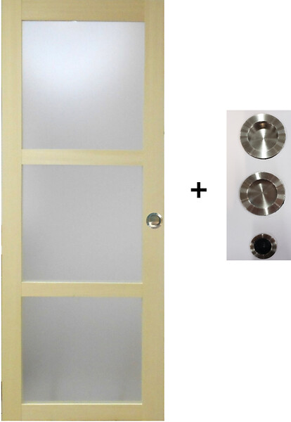 GD MENUISERIES - Porte Coulissante Ayous Vitrée H204 x L83 cm, coquilles, tire doigt - large