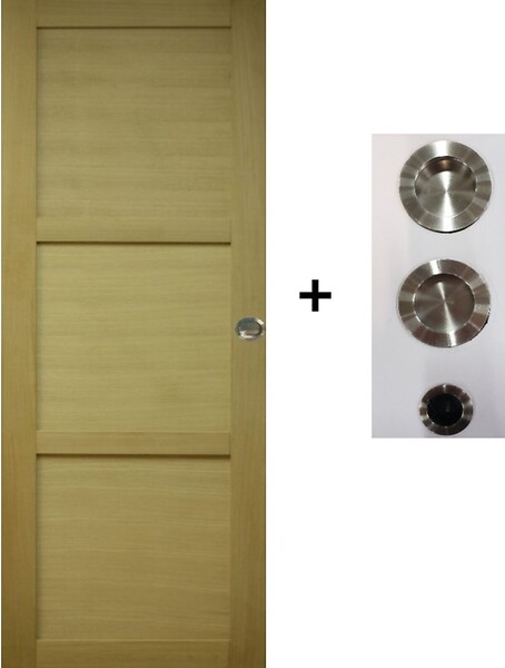 GD MENUISERIES - Porte Coulissante Ayous 3 Panneaux H204 x L93 cm, coquilles, tire doigt - large