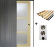 GD MENUISERIES - Porte Coulissante Ayous Vitrée H204 x L83 cm, Galandage, kit finition (coquille et tire doigt) - vignette