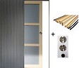 GD MENUISERIES - Porte Coulissante Ayous 3 Panneaux Gris Clair H204 x L73 cm, Galandage, kit finition (coquille et tire doigt) - vignette