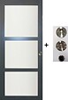 GD MENUISERIES - Porte Coulissante Blakeria Gris Anthr Vitrée H204 x L83 cm, coquilles, tire doigt - vignette