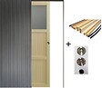 GD MENUISERIES - Porte Coulissante Ayous 2 Panneaux, 1 Vitrage H204 x L83 cm, Galandage, kit finition (coquille et tire doigt) - vignette