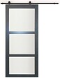 GD MENUISERIES - Porte Coulissante Blakeria Gris Anthr Vitrée H204 x L83 cm, Rail roulettes - vignette