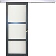 GD MENUISERIES - Porte Coulissante Blakeria Gris Anthr Vitrée H204 x L83 cm, Rail Alu, coquilles - vignette