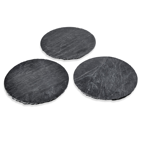 RO'MA NATURE - Pas japonais Rond Ardoise Noire D.40x2-3 cm (lot de 15) - large