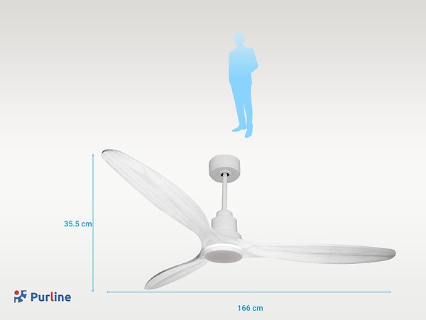 PURLINE - Ventilateur de plafond Réversible  Thermostat Dimmable Wifi Moteur à courant continu Toits en pente Télécommande Lumière à trois tons Hypersilence Mémoire - large