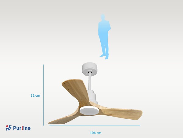 PURLINE - Ventilateur de plafond Réversible  Thermostat Wifi Moteur à courant continu Toits en pente Télécommande Hypersilence Mémoire - large