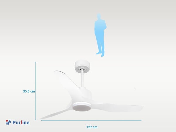 PURLINE - Ventilateur de plafond Réversible  Thermostat Dimmable Wifi Moteur à courant continu Toits en pente Télécommande Lumière à trois tons Adaptateur 2/3 Lames - large